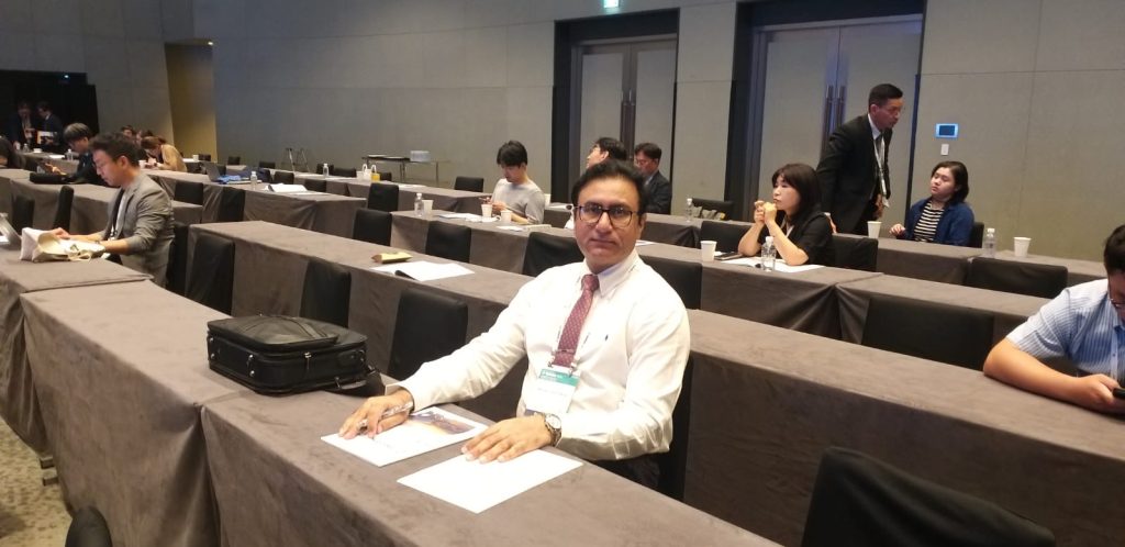 Doctor attending international medical conference session