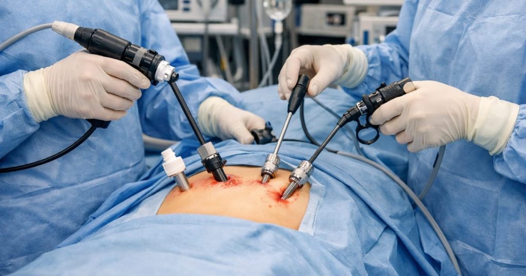 Laparoscopic pancreatic surgery procedure in operation theater