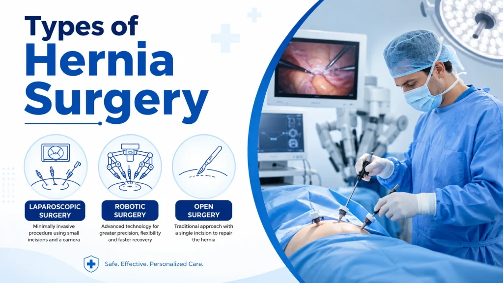 types of hernia surgery laparoscopic robotic and open surgery
