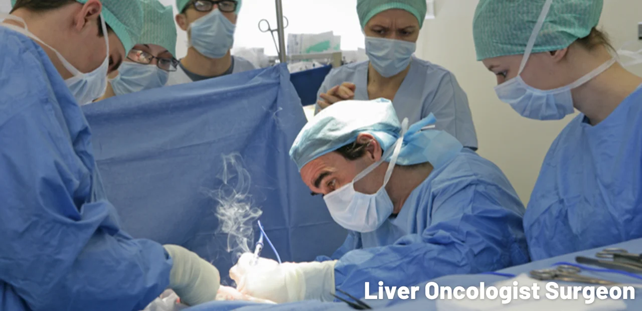 Liver oncologist performing surgery